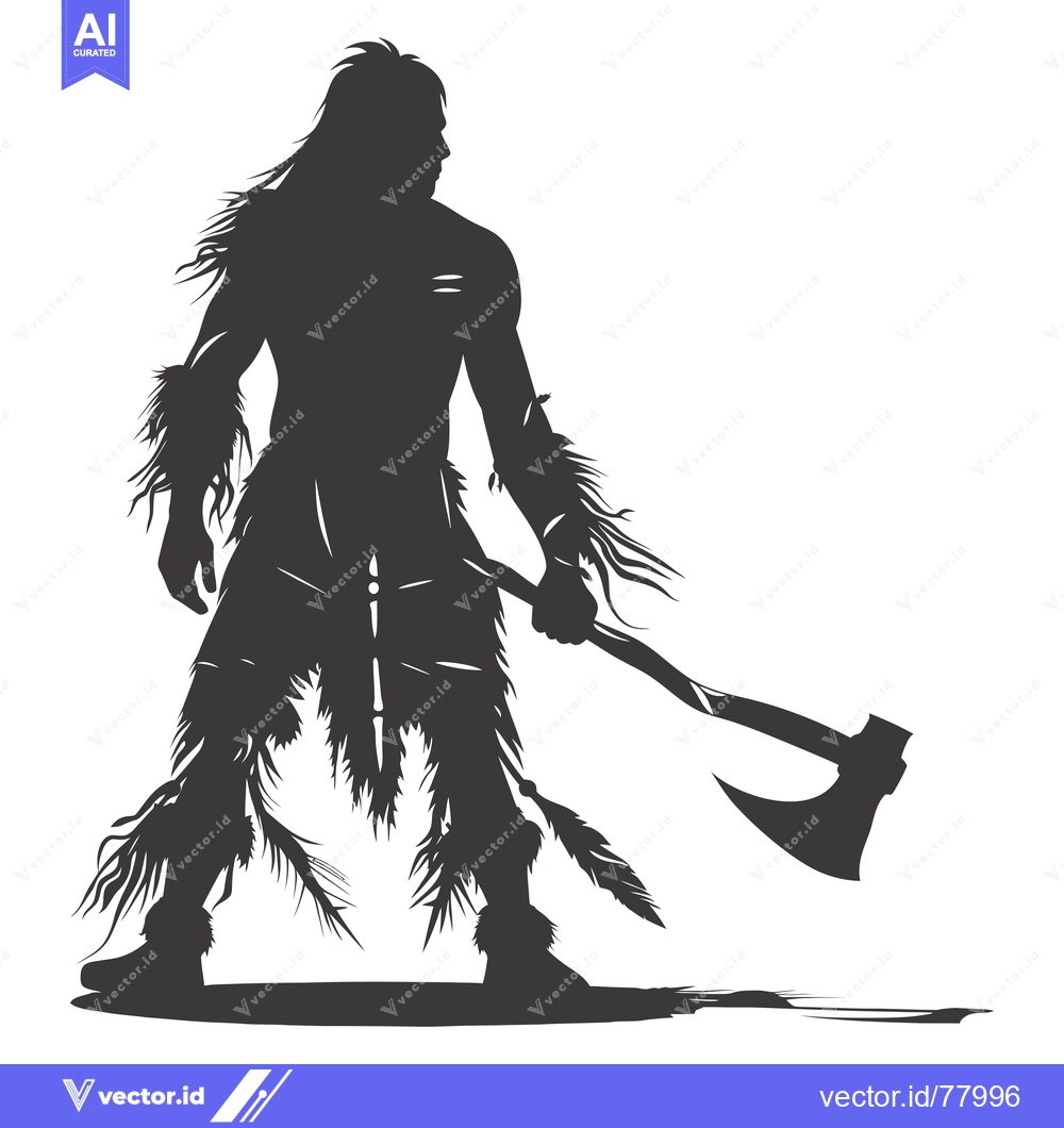 Premium Vector of Silhouette of a Primitive Man Holding an Axe