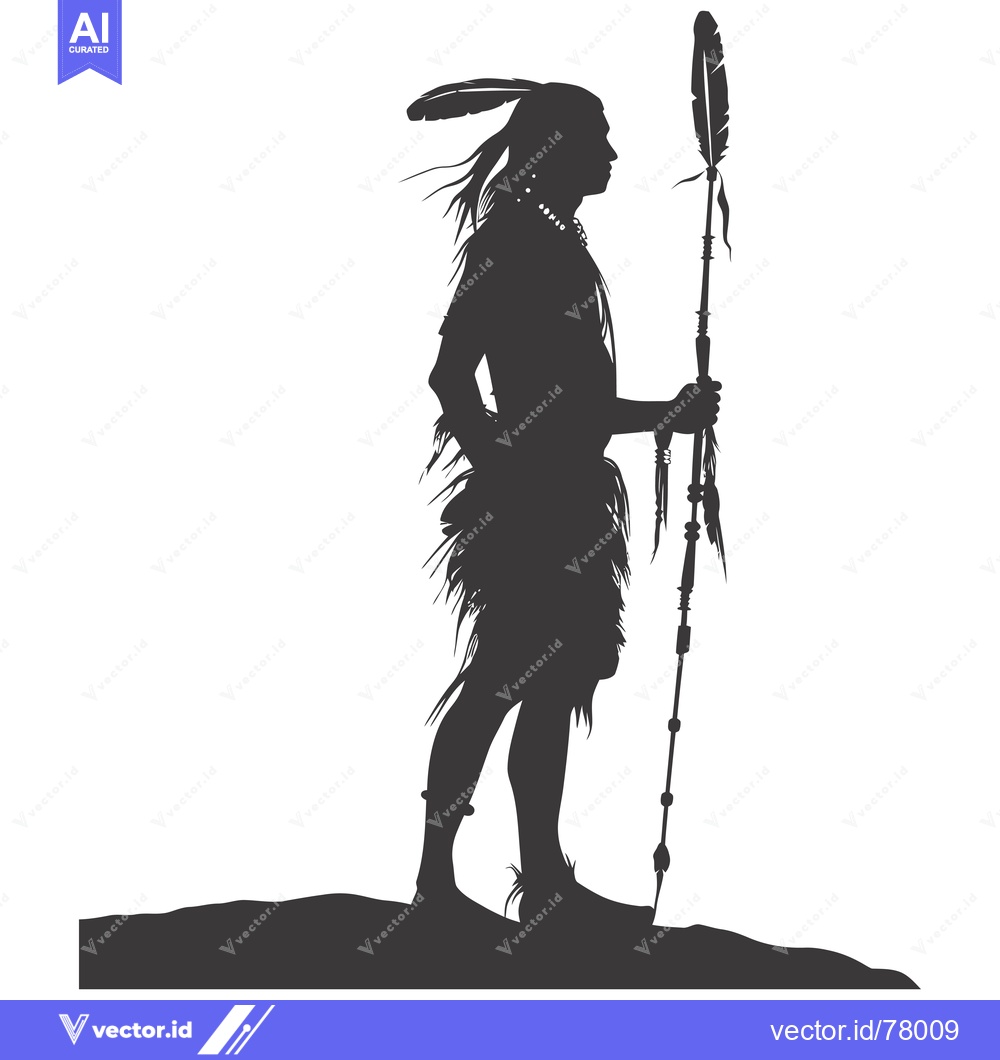 Premium Vector of Silhouette of a Native American Warrior Holding a Spear