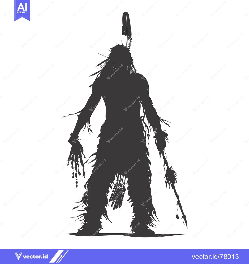 Premium Vector of Silhouette of a Native American Warrior Holding a Spear