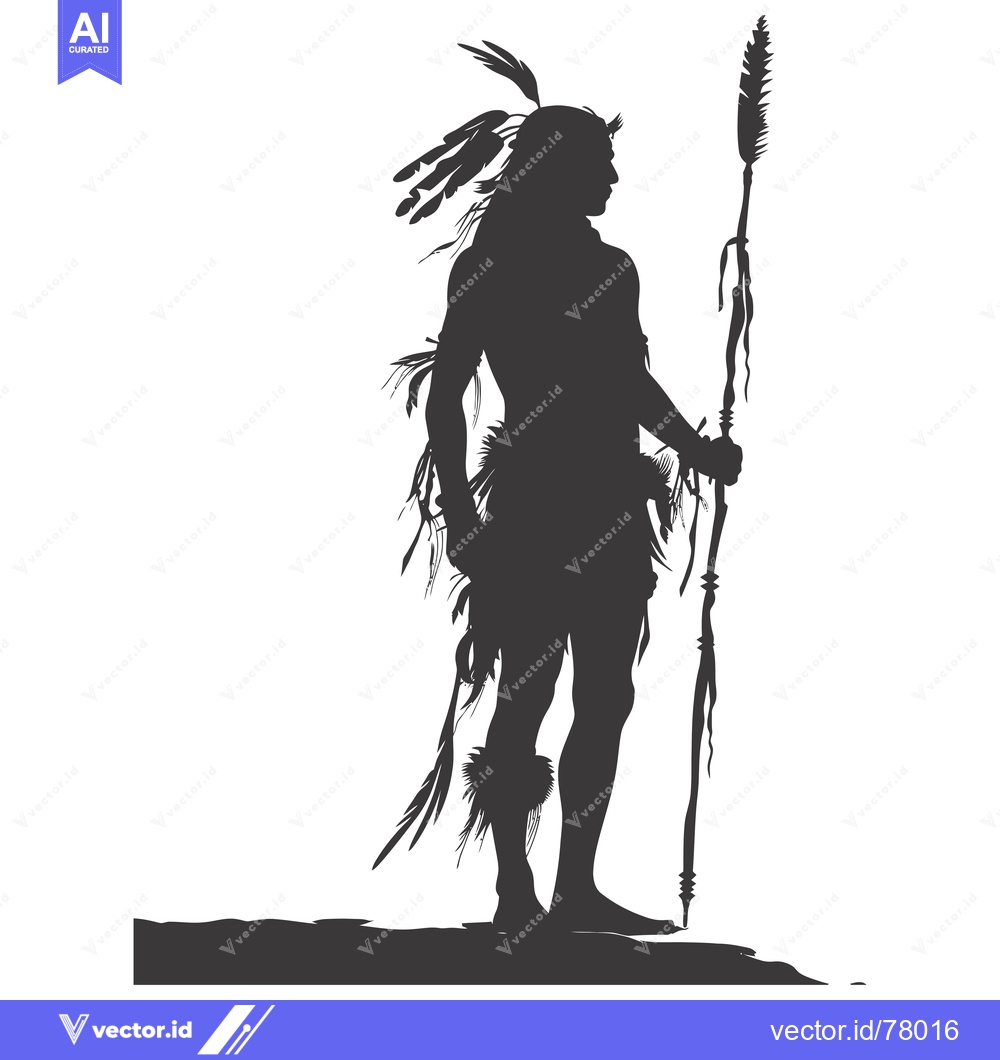 Premium Vector of Silhouette of a Native American Warrior Holding a Spear