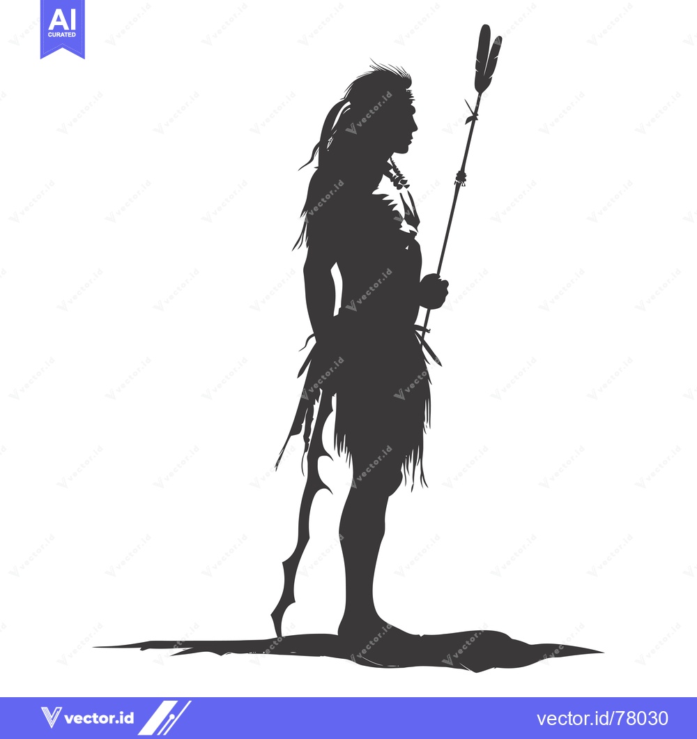 Premium Vector of Silhouette of a Native American Warrior Holding a Spear