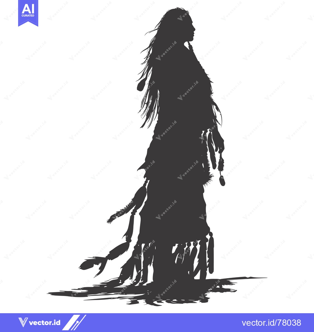 Premium Vector dari Silhouette of a Native American Woman Wearing Traditional Clothing and