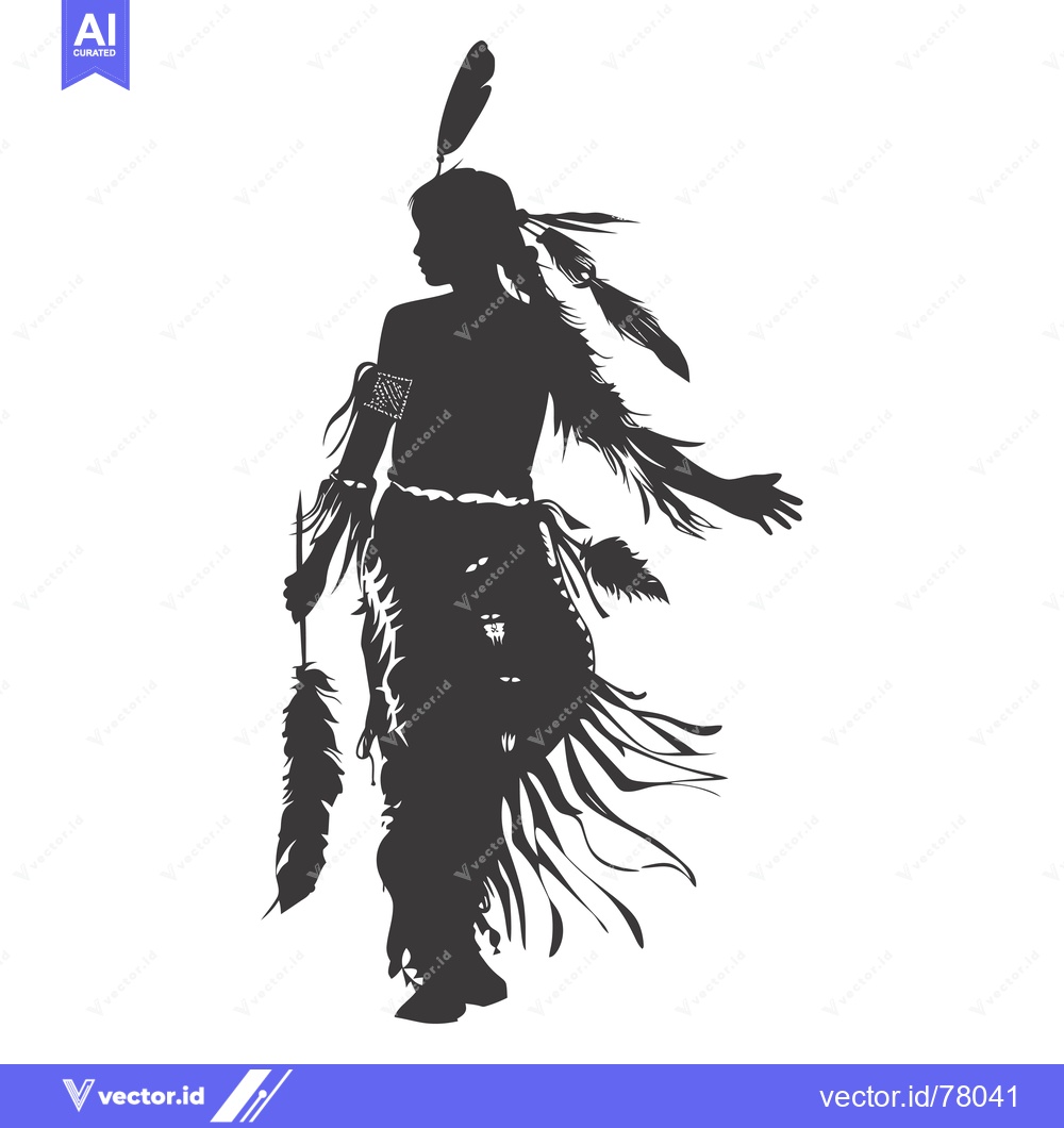 Premium Vector of Silhouette of a Native American Man in Traditional Clothing and Feathe