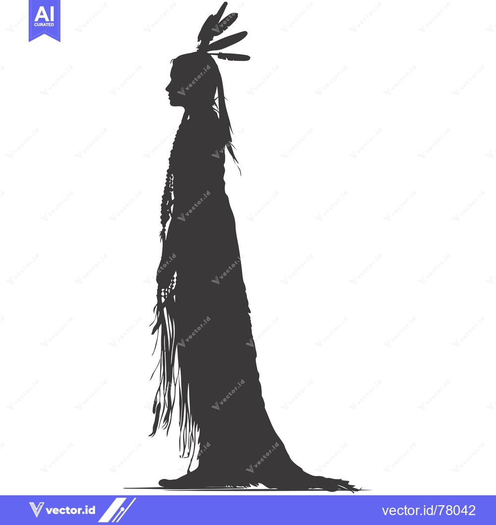 Premium Vector dari Silhouette of a Native American Woman in Traditional Dress