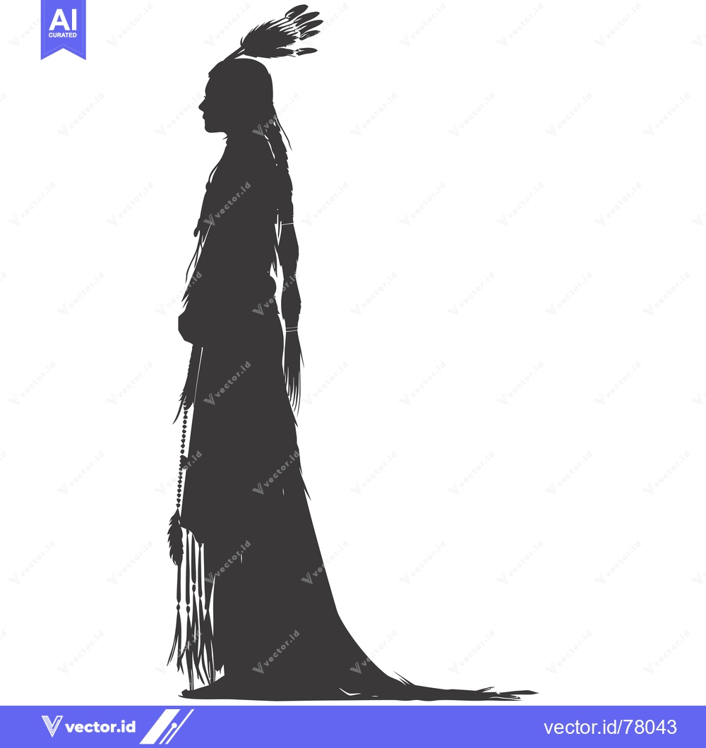 Premium Vector dari Silhouette of a Native American Woman with Feathers and Beads