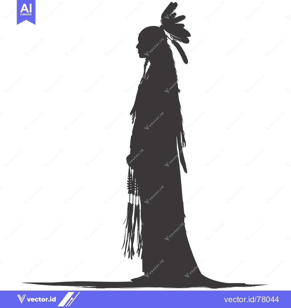 Premium Vector of Silhouette of a Native American Woman with Traditional Headdress