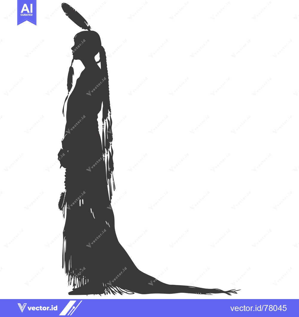 Premium Vector dari Silhouette of a Native American Woman in Traditional Dress