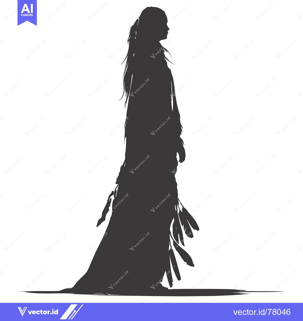 Premium Vector of Silhouette of a Woman with Long Hair and Feathers