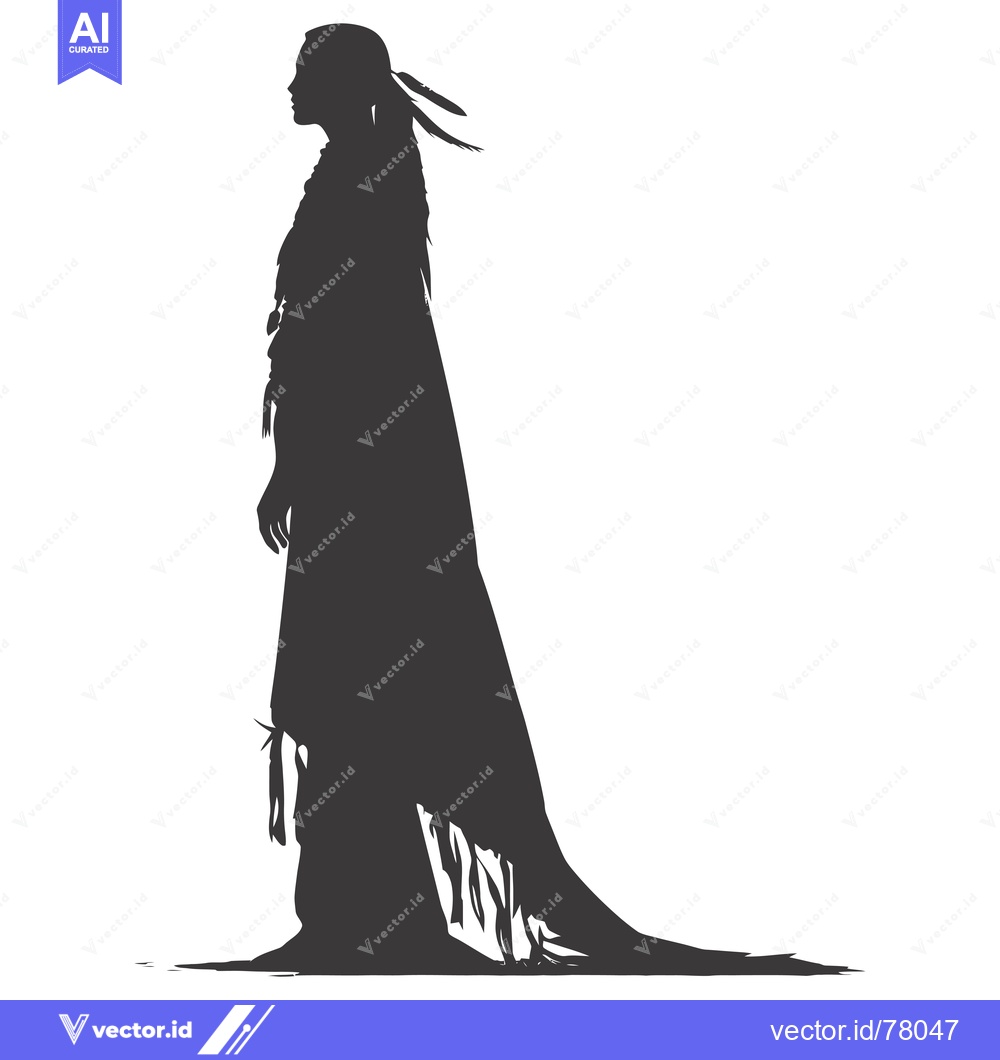 Premium Vector of Silhouette of a Native American Woman in Traditional Clothing