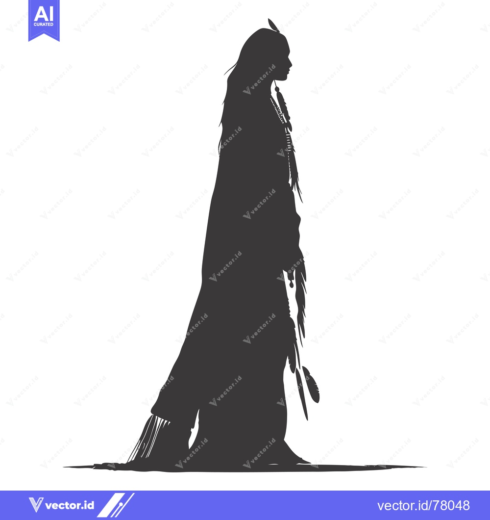 Premium Vector dari Silhouette of a Native American Woman in Traditional Attire