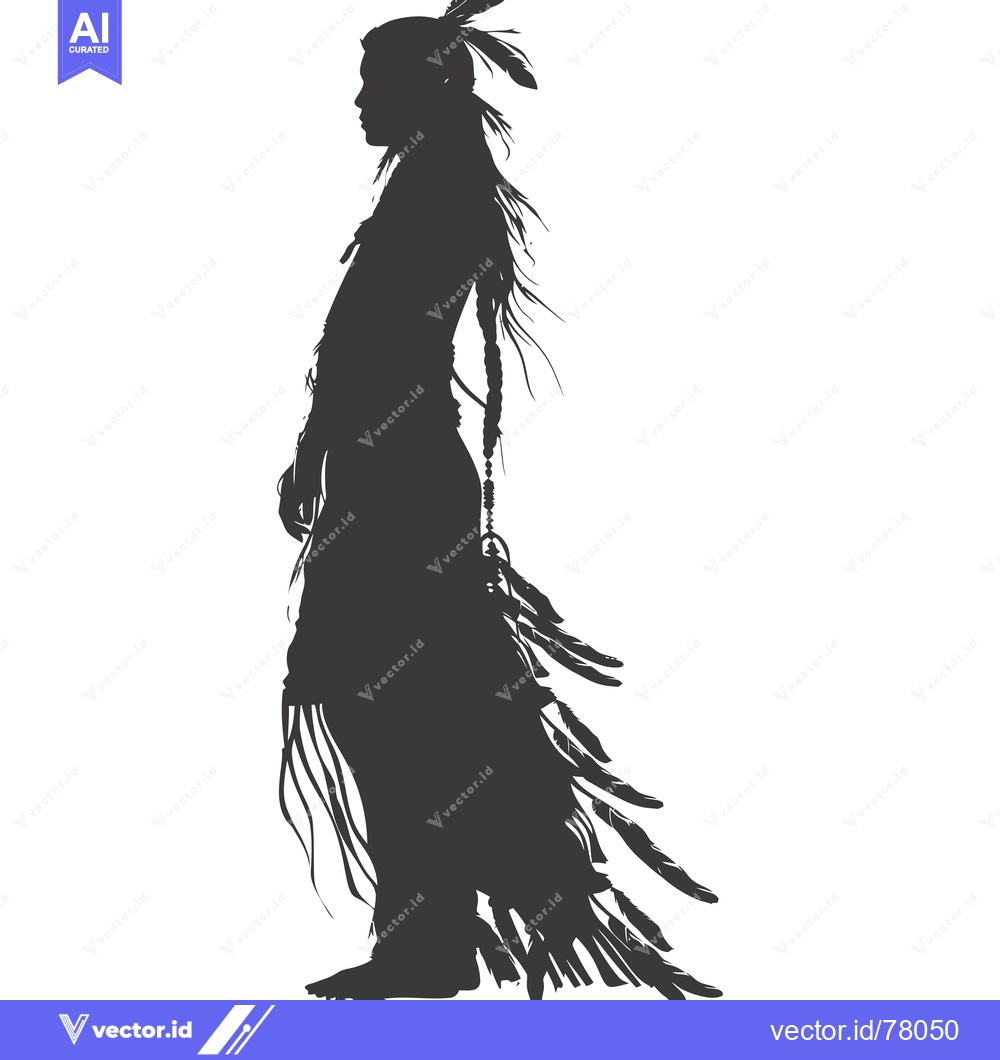 Premium Vector dari Silhouette of a Native American Person with Feathers and Braids