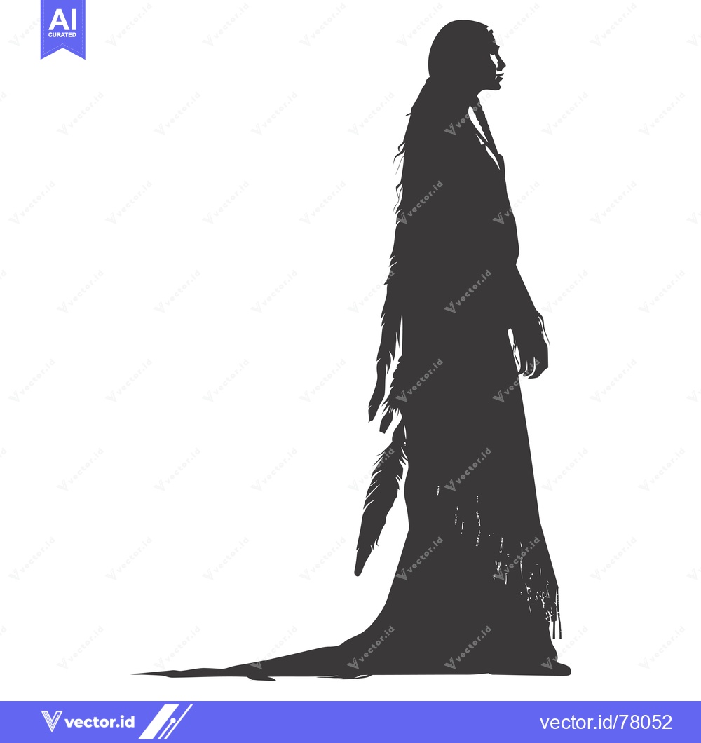 Premium Vector dari Silhouette of a Native American Woman in Traditional Dress