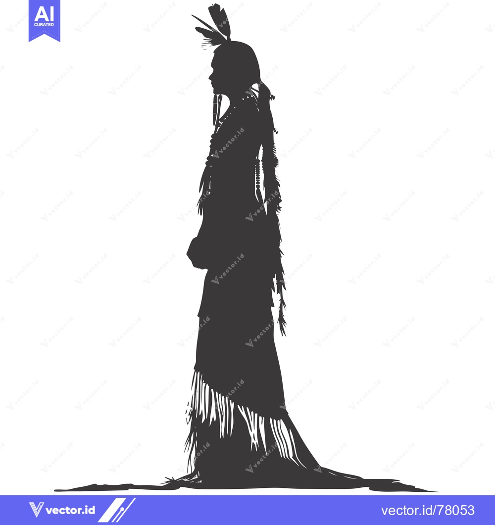 Premium Vector dari Silhouette of a Native American Woman in Traditional Dress