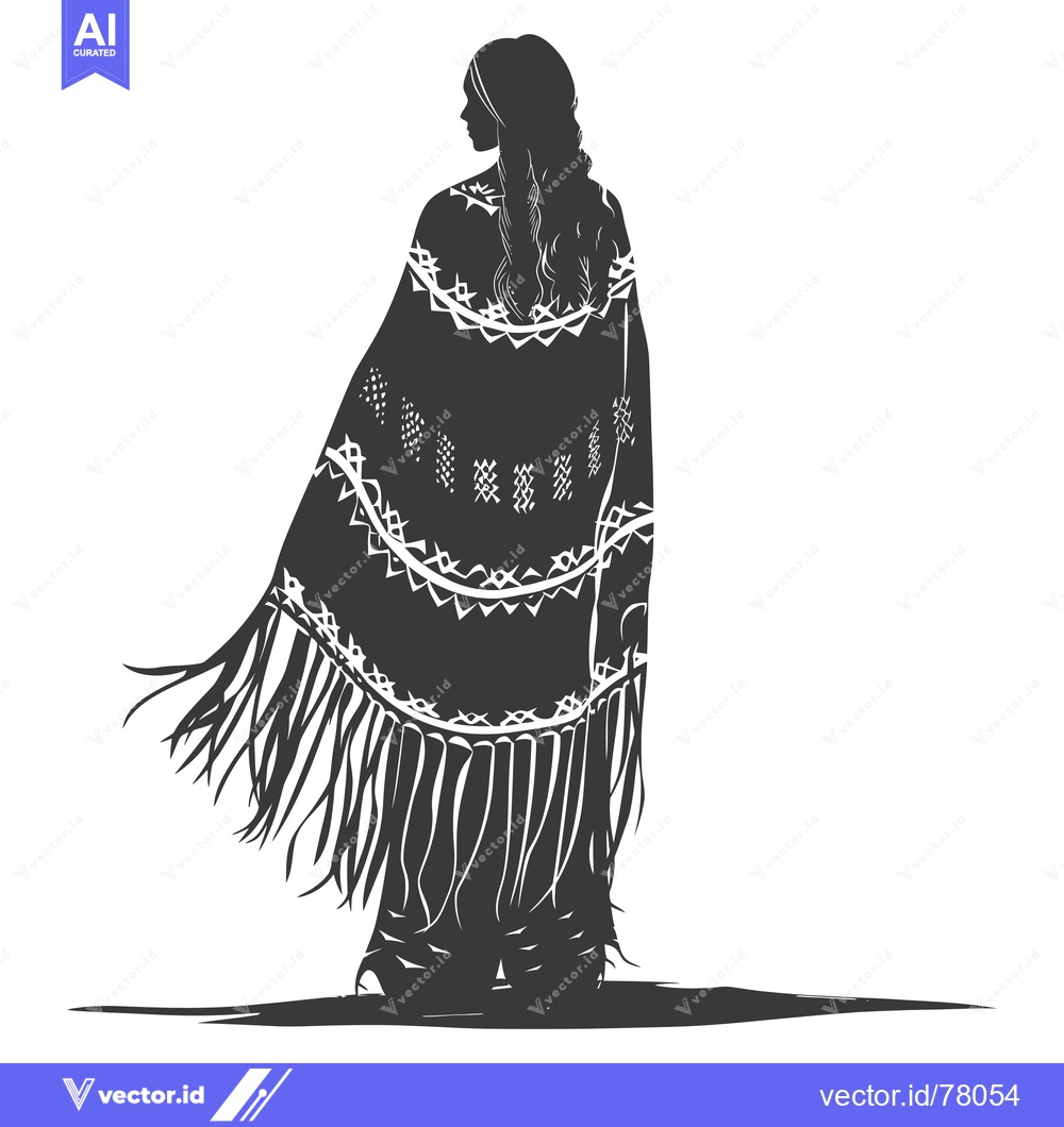 Premium Vector of Silhouette of a Woman in a Traditional Native American Blanket