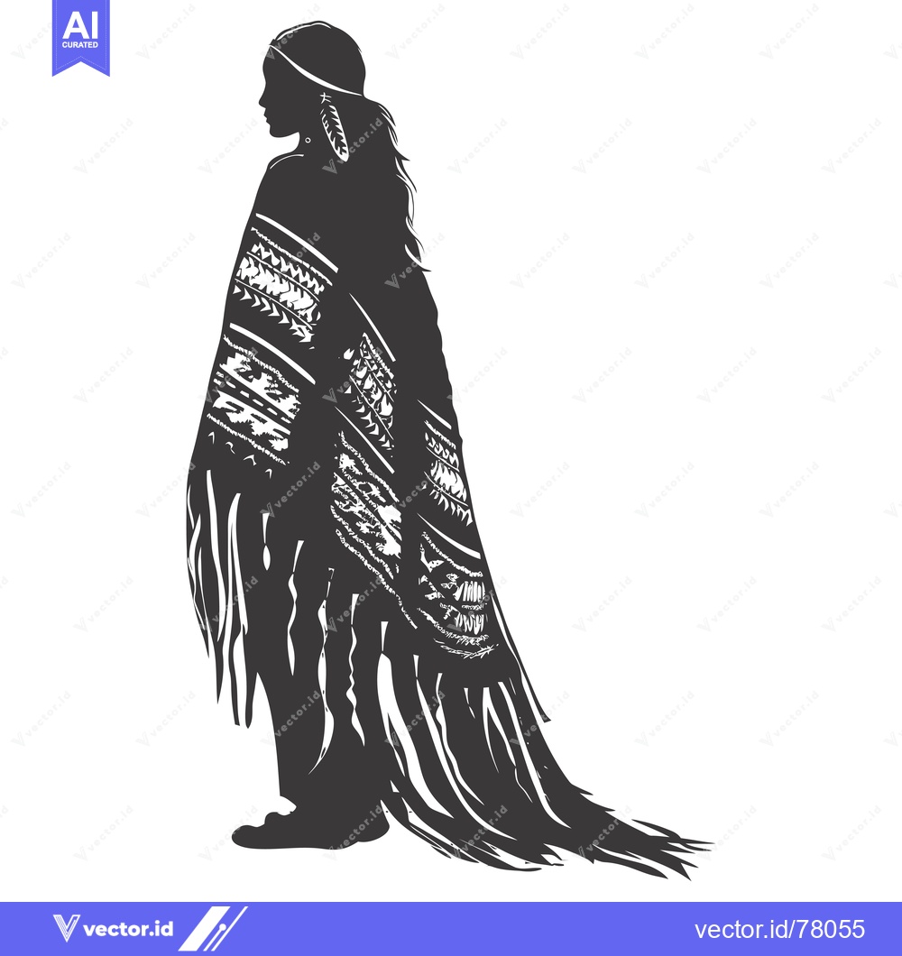 Premium Vector of Silhouette of a Woman Wearing a Native American Blanket