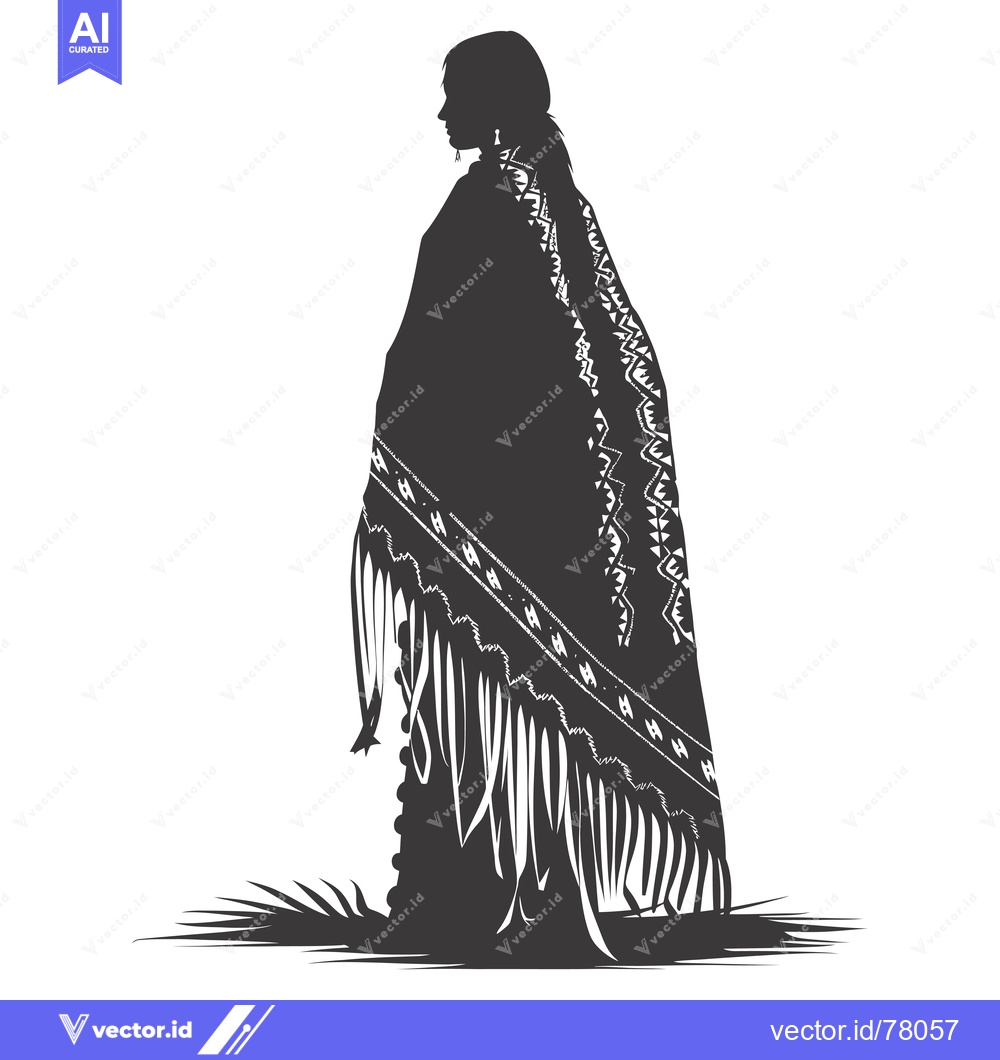 Premium Vector dari Silhouette of a Woman Wearing a Traditional Native American Blanket