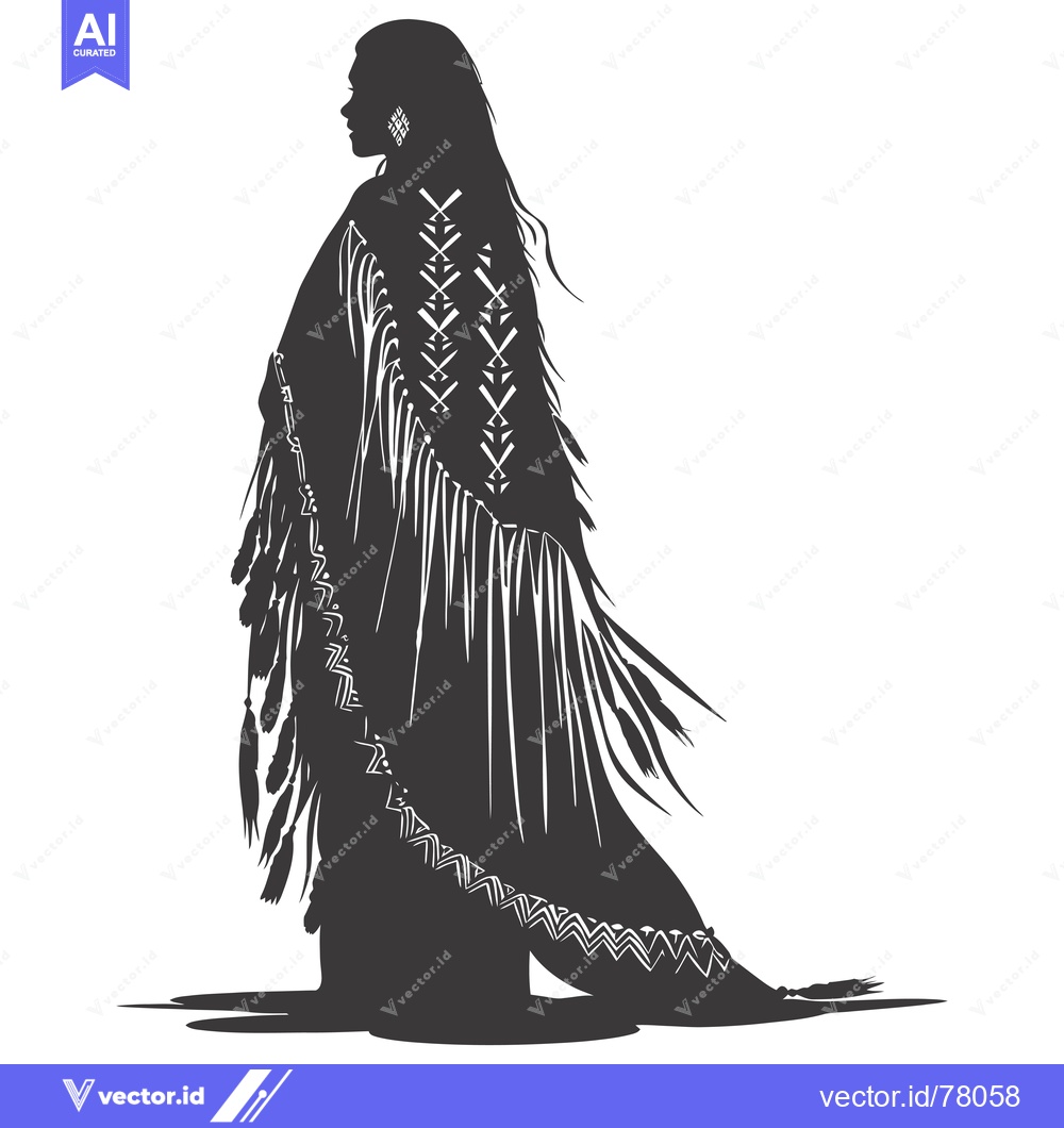 Premium Vector of Silhouette of a Native American Woman Wearing Traditional Clothing