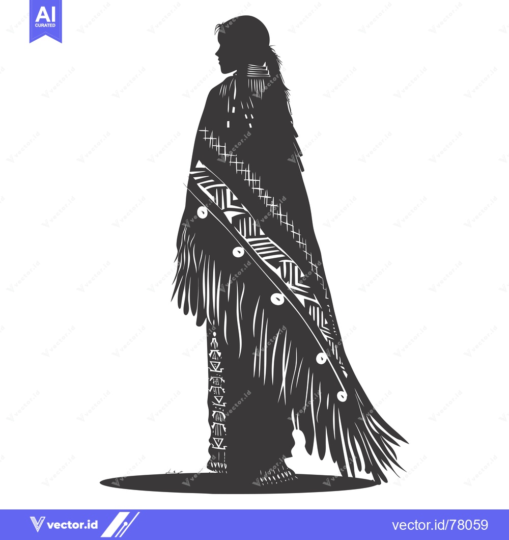 Premium Vector of Silhouette of a Native American Woman in Traditional Clothing