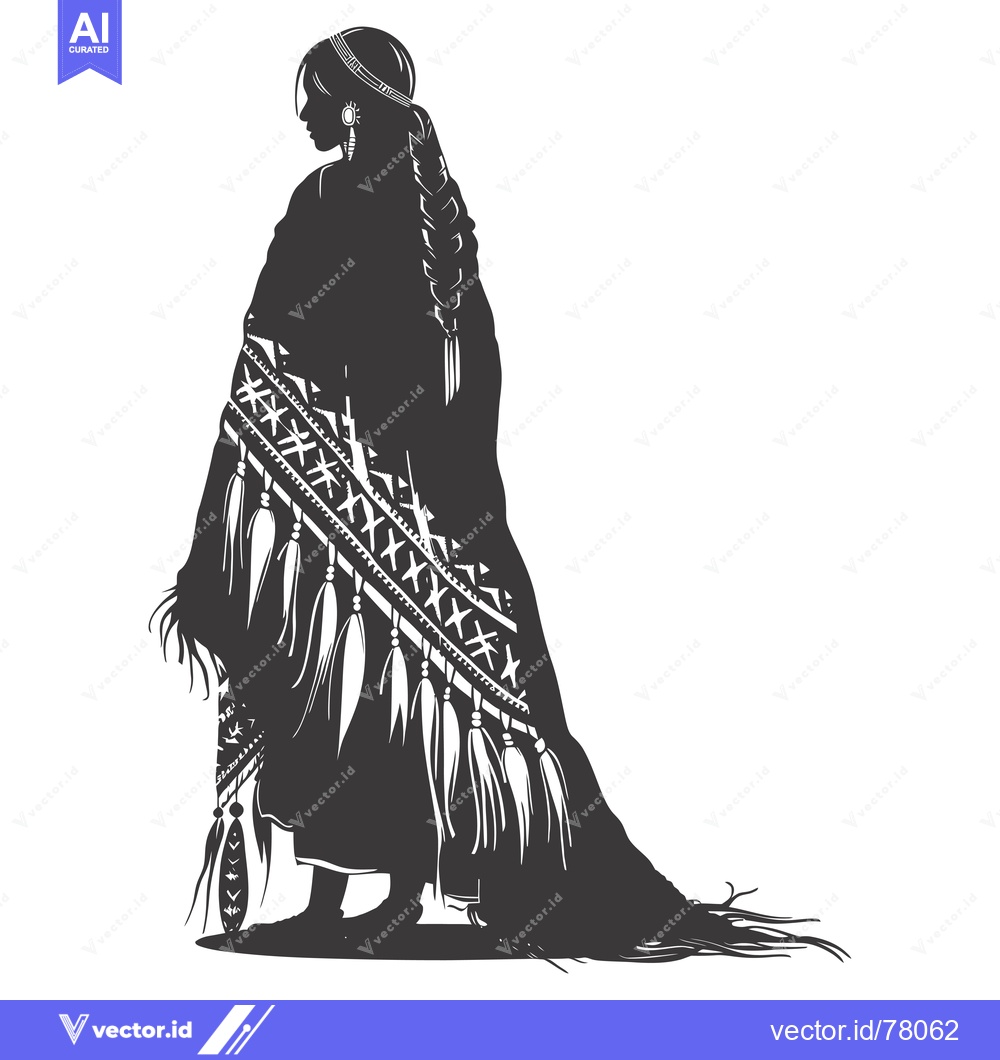 Premium Vector dari Silhouette of a Native American Woman in Traditional Dress