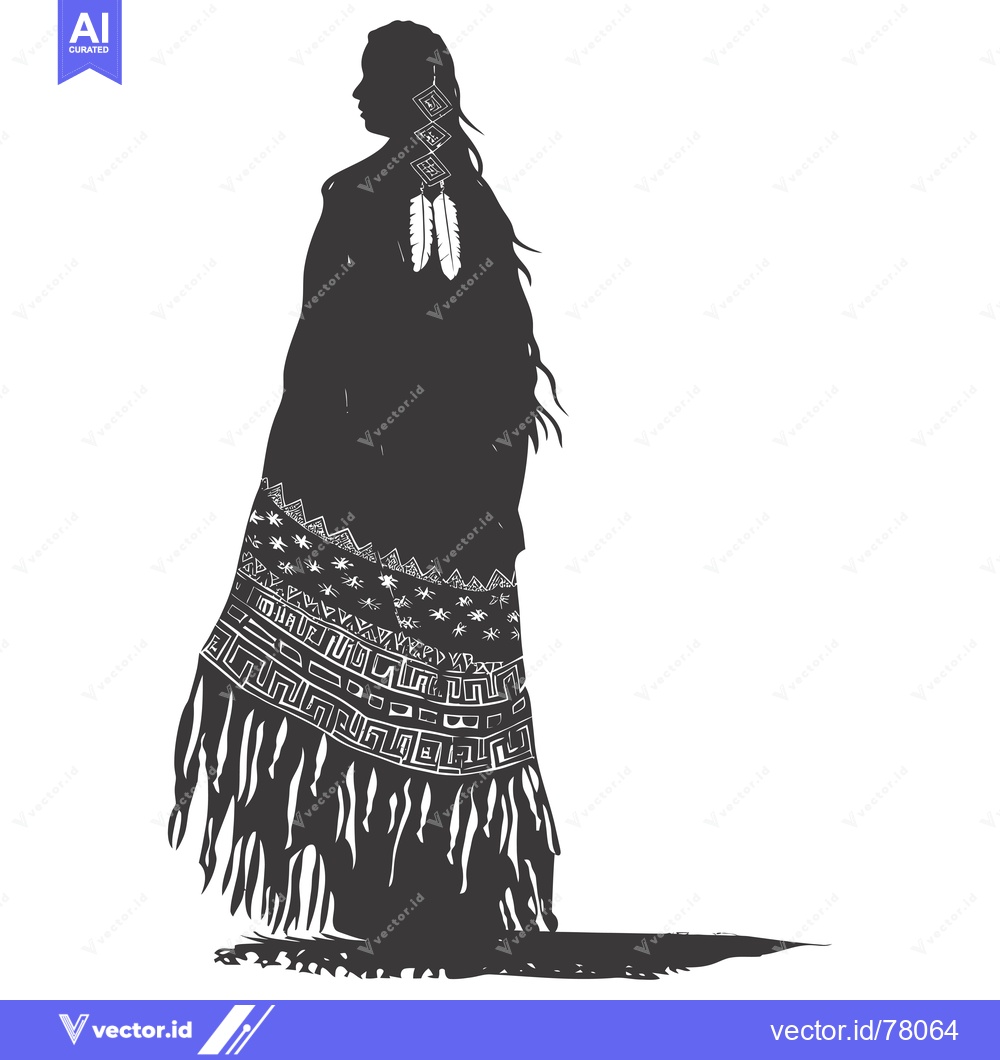 Premium Vector dari Silhouette of a Native American Woman in Traditional Clothing