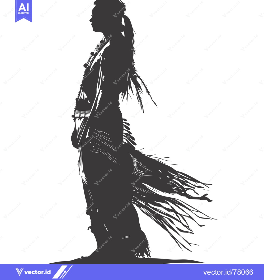 Premium Vector dari Silhouette of a Native American Woman in Traditional Dress