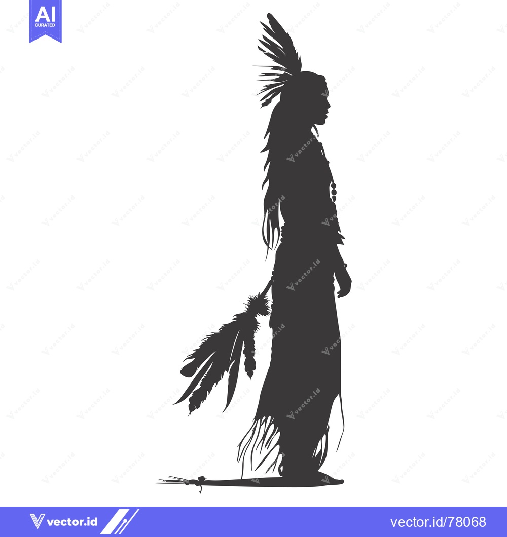 Premium Vector dari Silhouette of a Native American in Traditional Clothing