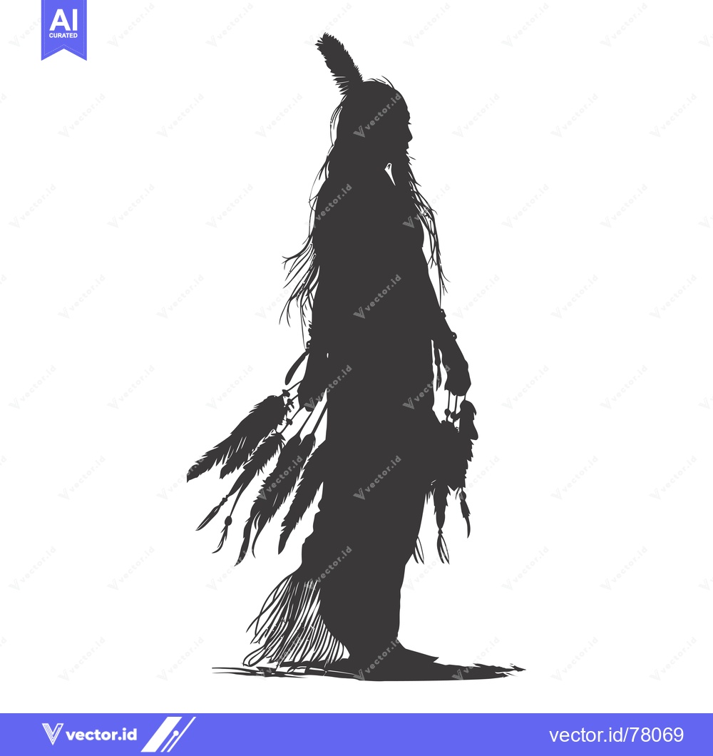 Premium Vector of Silhouette of a Native American Man with Feathers