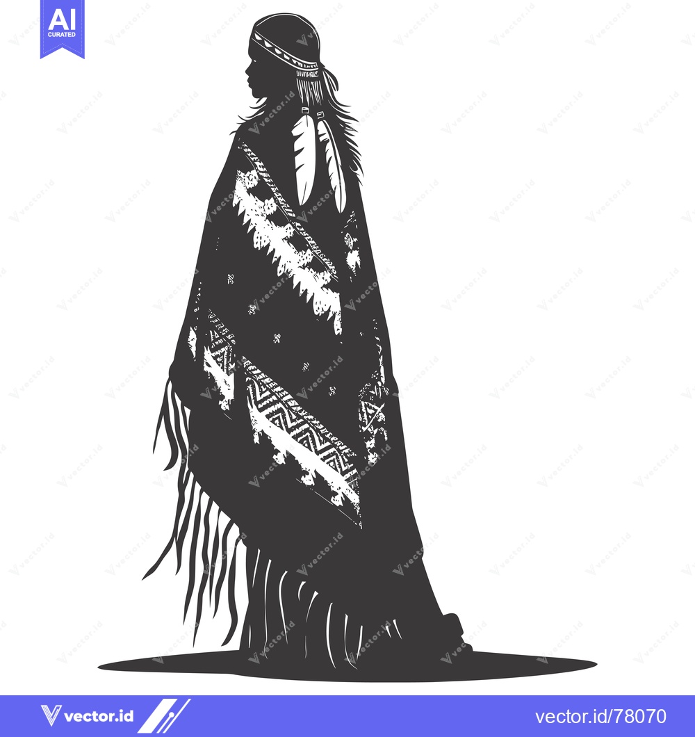 Premium Vector dari Silhouette of a Native American Woman in Traditional Clothing