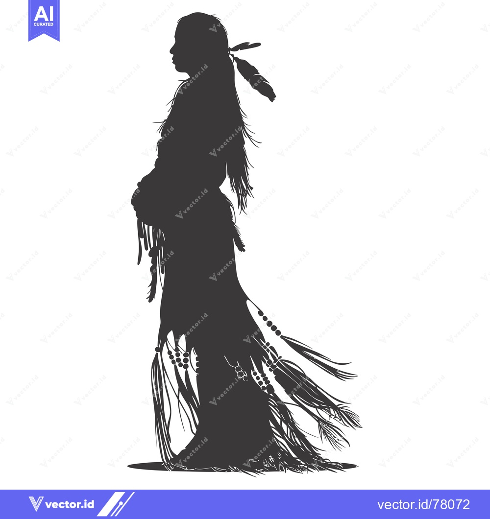 Premium Vector of Silhouette of a Native American Woman with Feathers and Beads