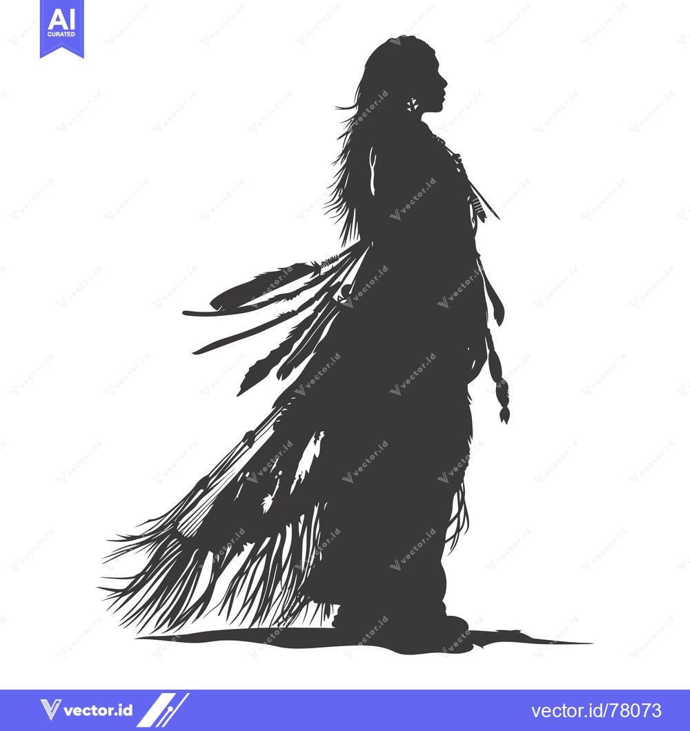 Premium Vector of Silhouette of a Native American Woman Adorned with Feathers