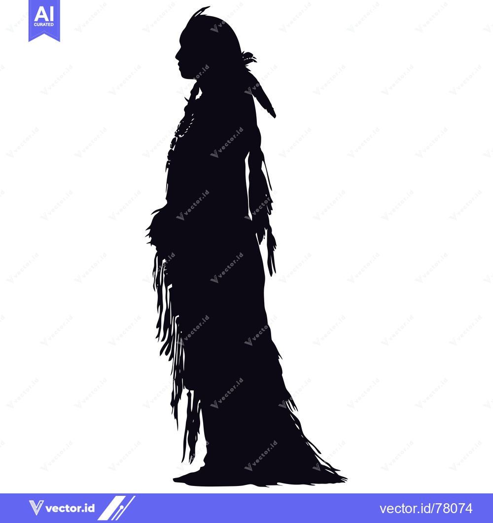 Premium Vector of Silhouette of a Native American Woman in Traditional Attire