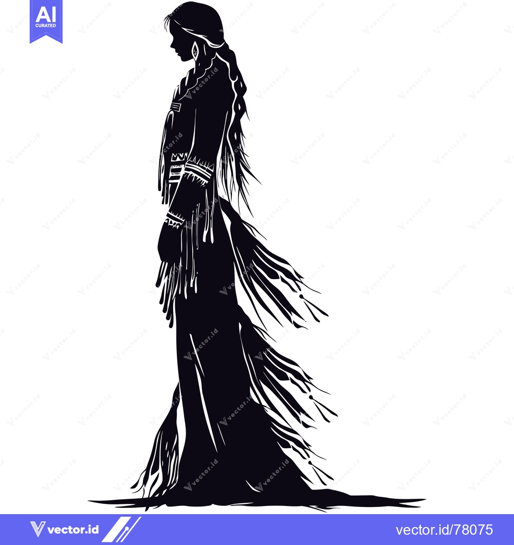 Premium Vector dari Silhouette of a Native American Woman in Traditional Dress