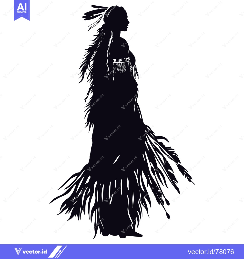 Premium Vector of Silhouette of a Native American Woman with Feathers