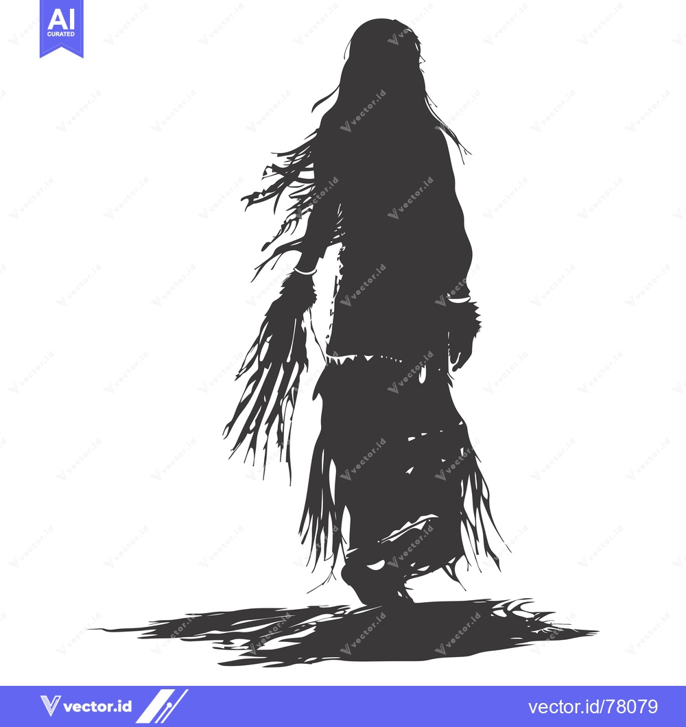 Premium Vector of Silhouette of a Woman with Long Hair and Fringed Clothing