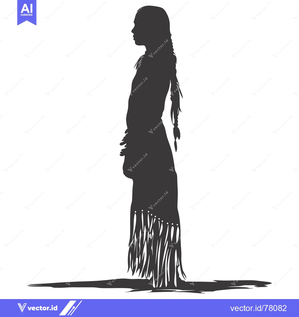 Premium Vector dari Silhouette of a Native American Woman in Traditional Dress