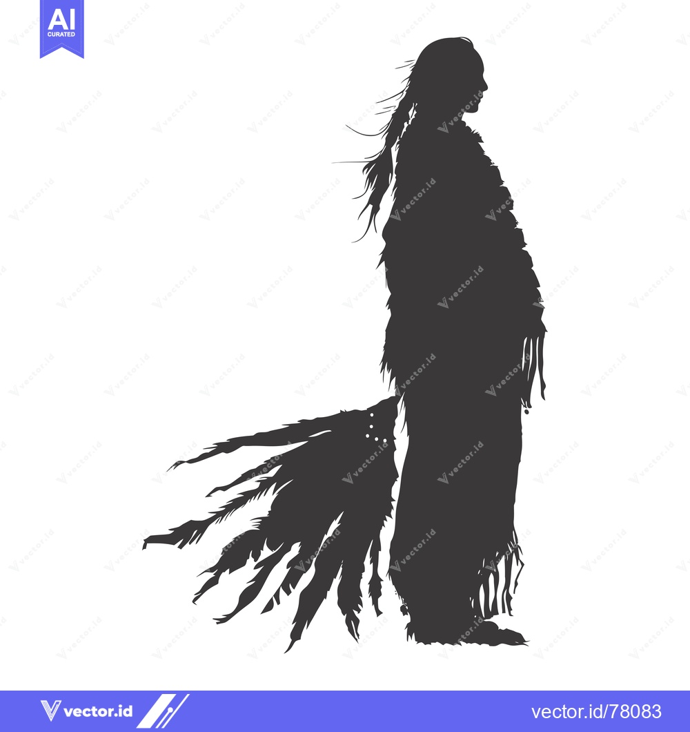 Premium Vector dari Silhouette of a Native American Man with Feathers