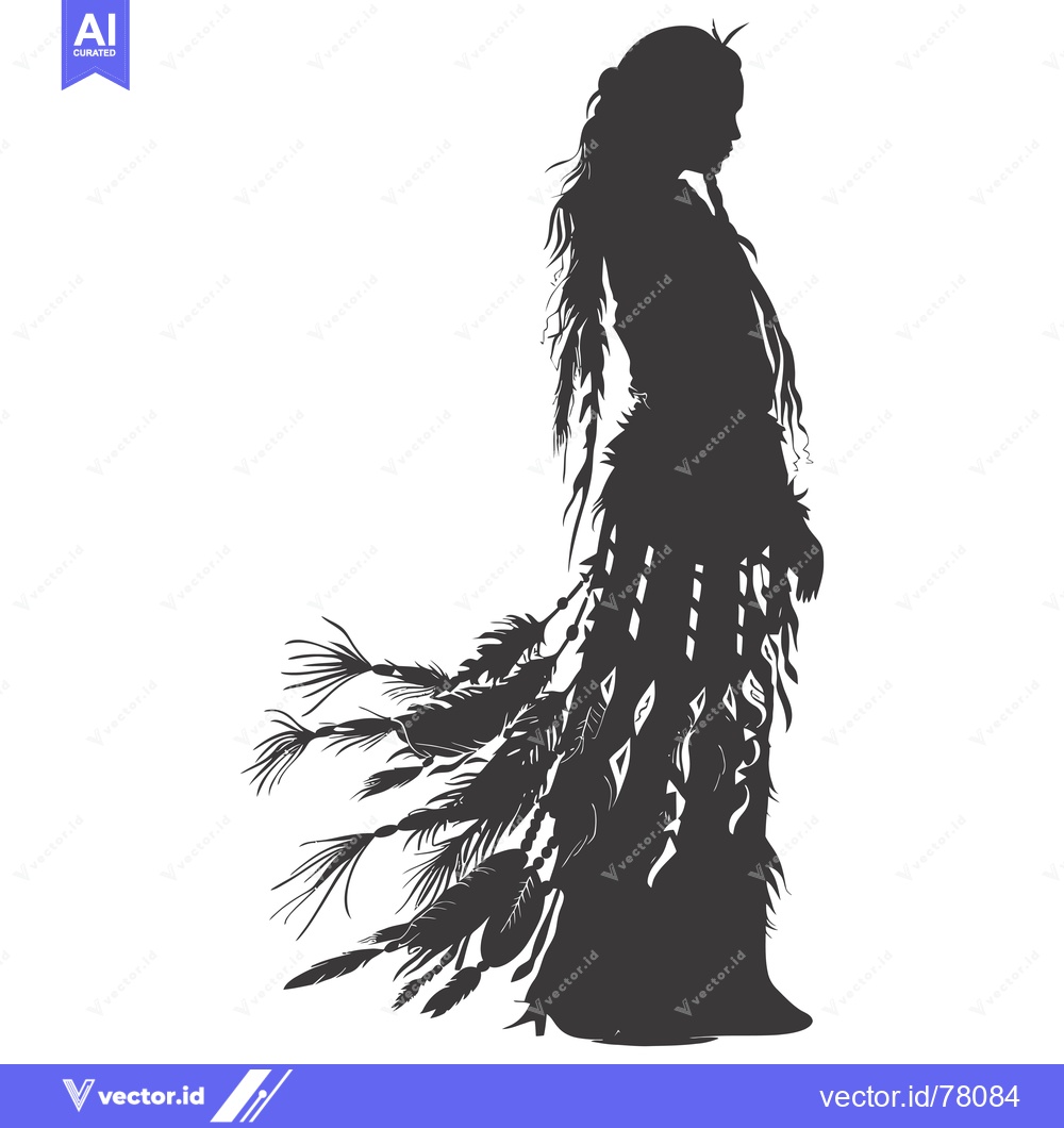 Premium Vector of Silhouette of a Woman Wearing a Feather Dress