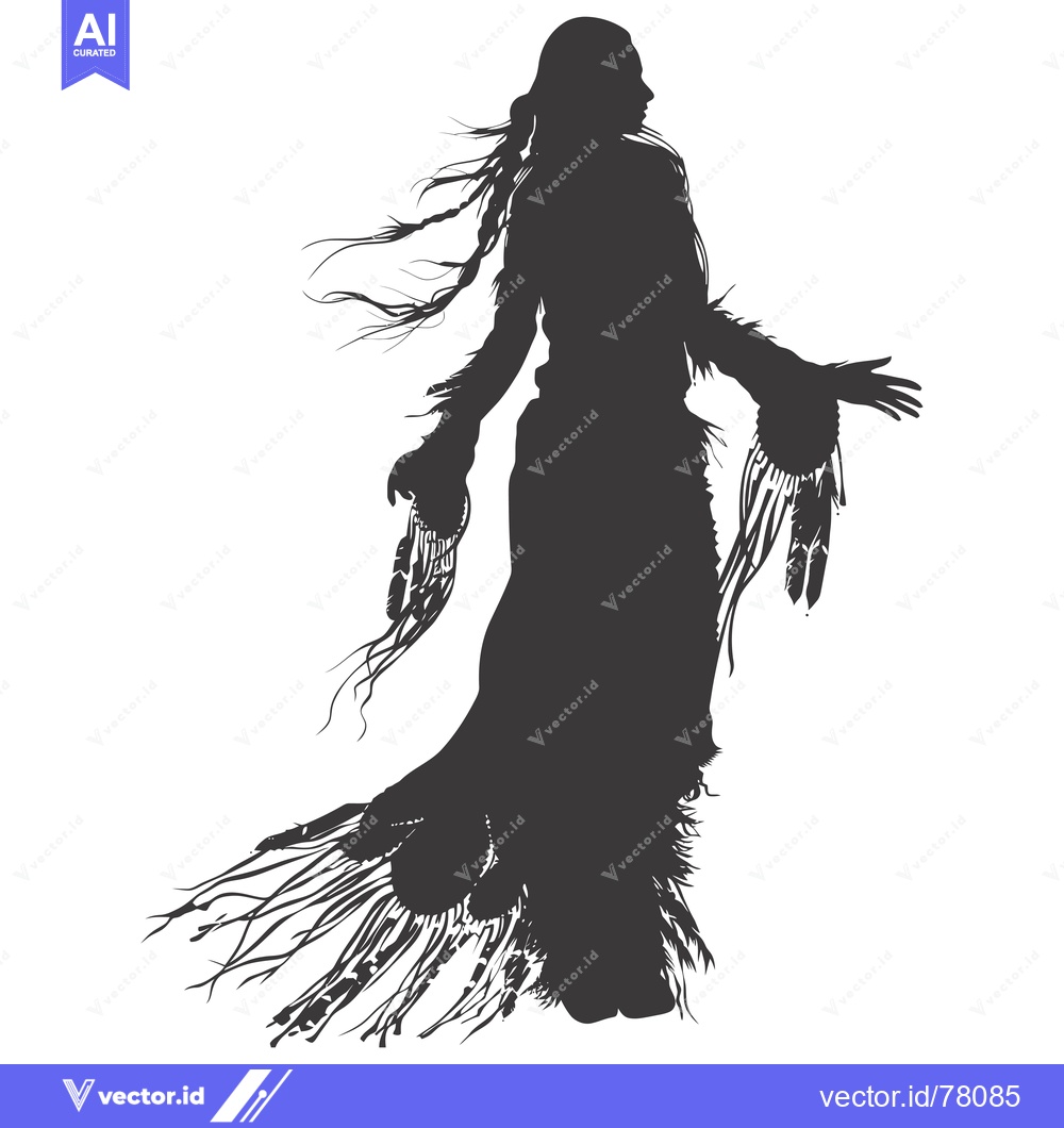 Premium Vector dari Silhouette of a Native American Woman in Traditional Dress