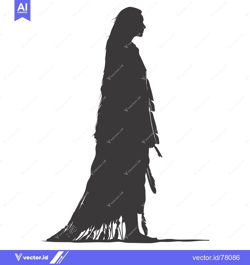 Premium Vector dari Silhouette of a Native American Woman with Feathers