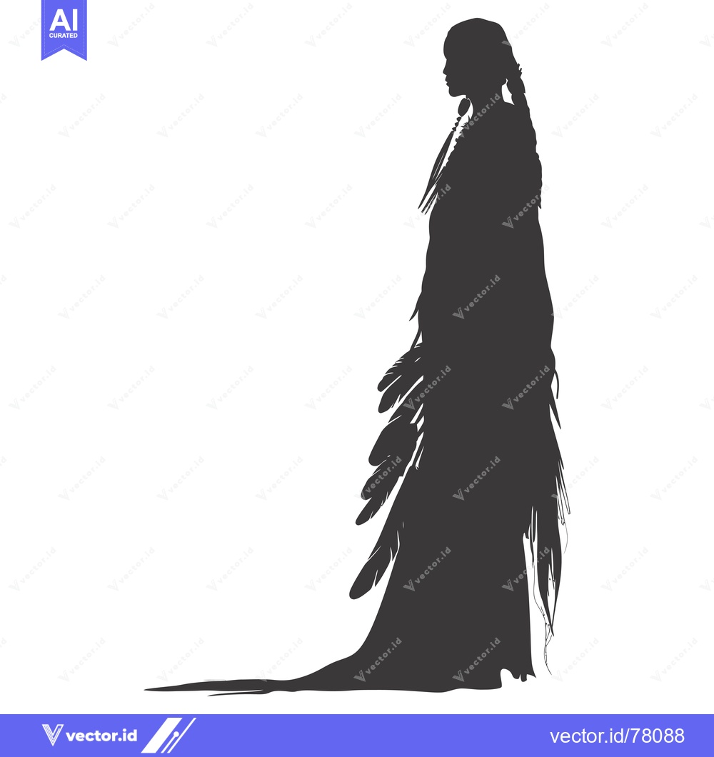 Premium Vector of Silhouette of a Native American Woman in Traditional Dress