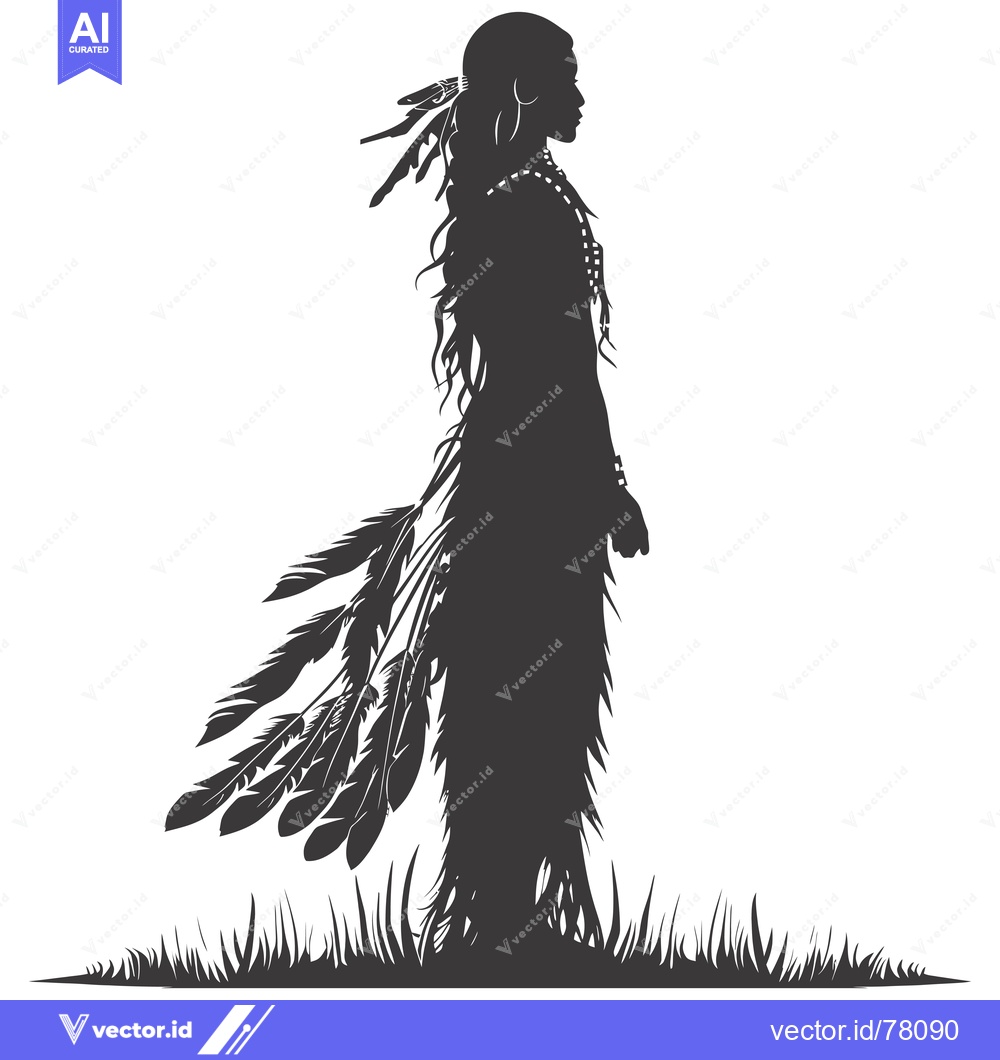 Premium Vector of Silhouette of a Native American Woman with Feathers