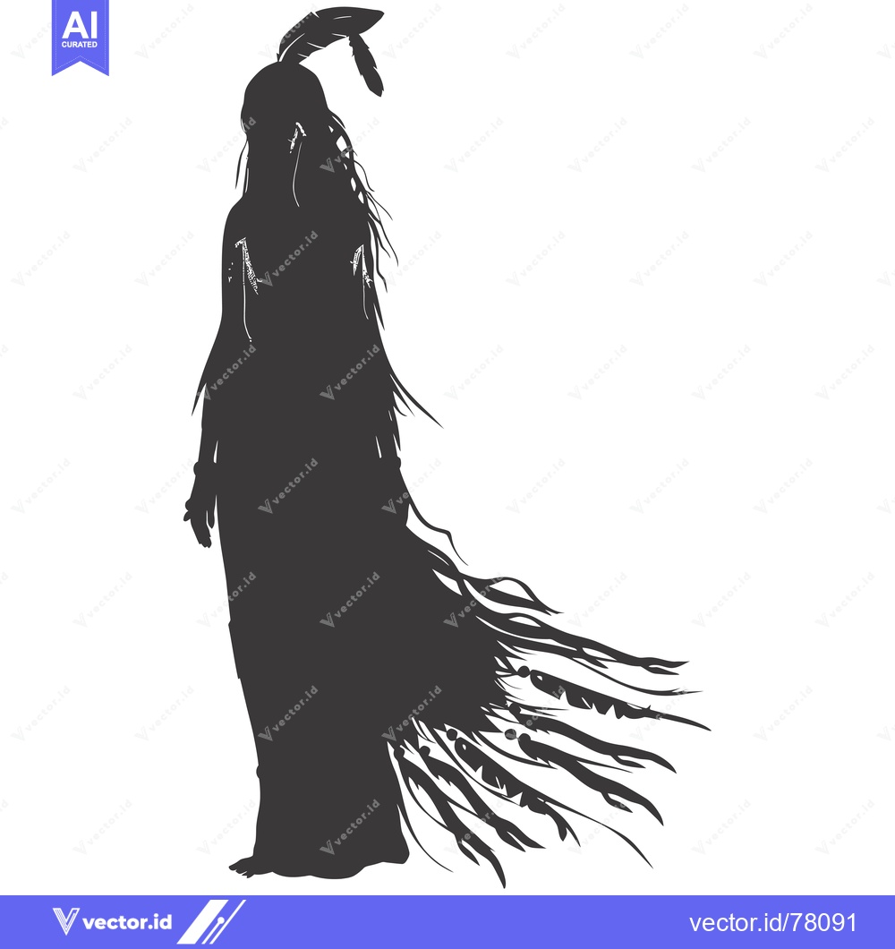 Premium Vector of Silhouette of a Native American Woman with Long Hair and Feathers