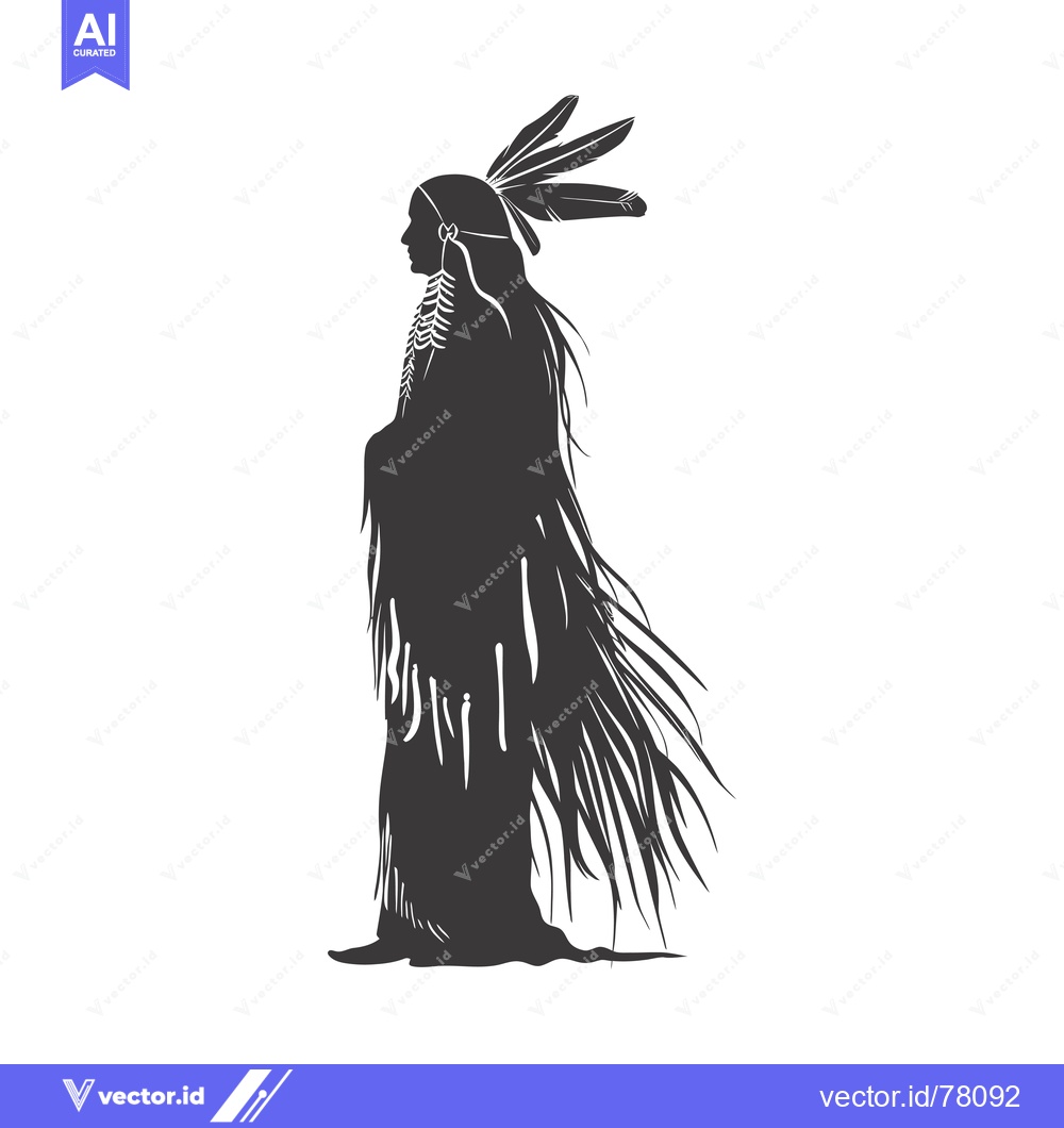Premium Vector of Silhouette of a Native American Woman Wearing Traditional Headdress