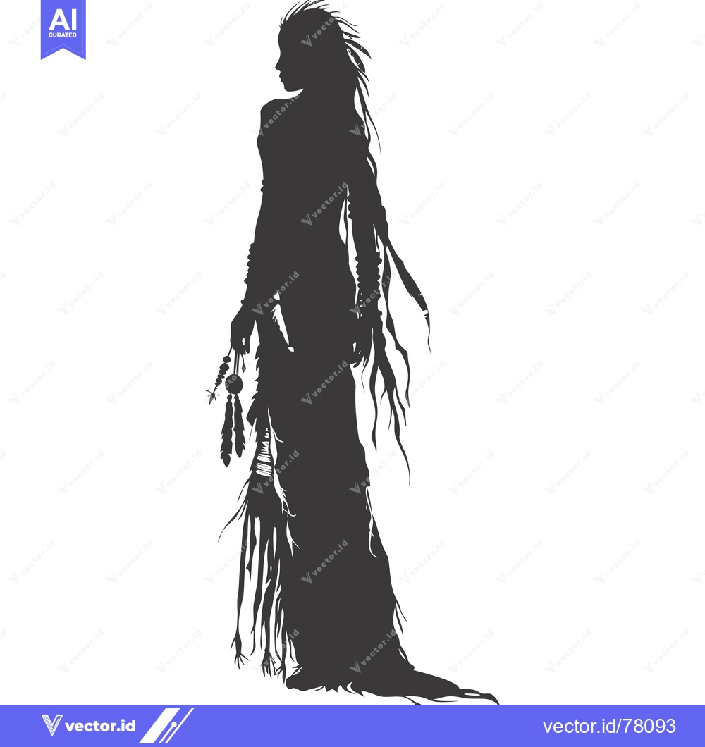 Premium Vector of Silhouette of a Woman with Long Hair and Feathers