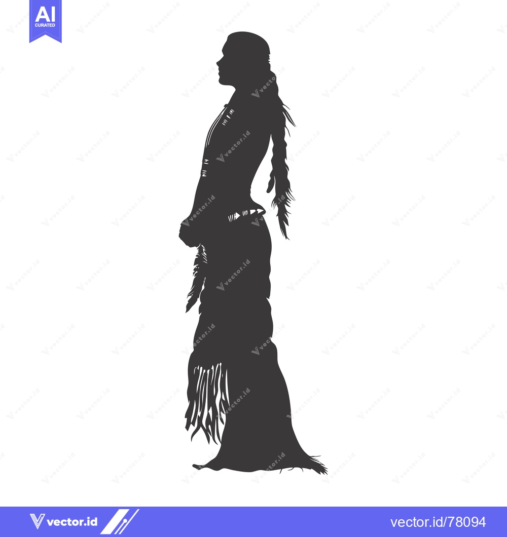 Premium Vector dari Silhouette of a Native American Woman in Traditional Dress