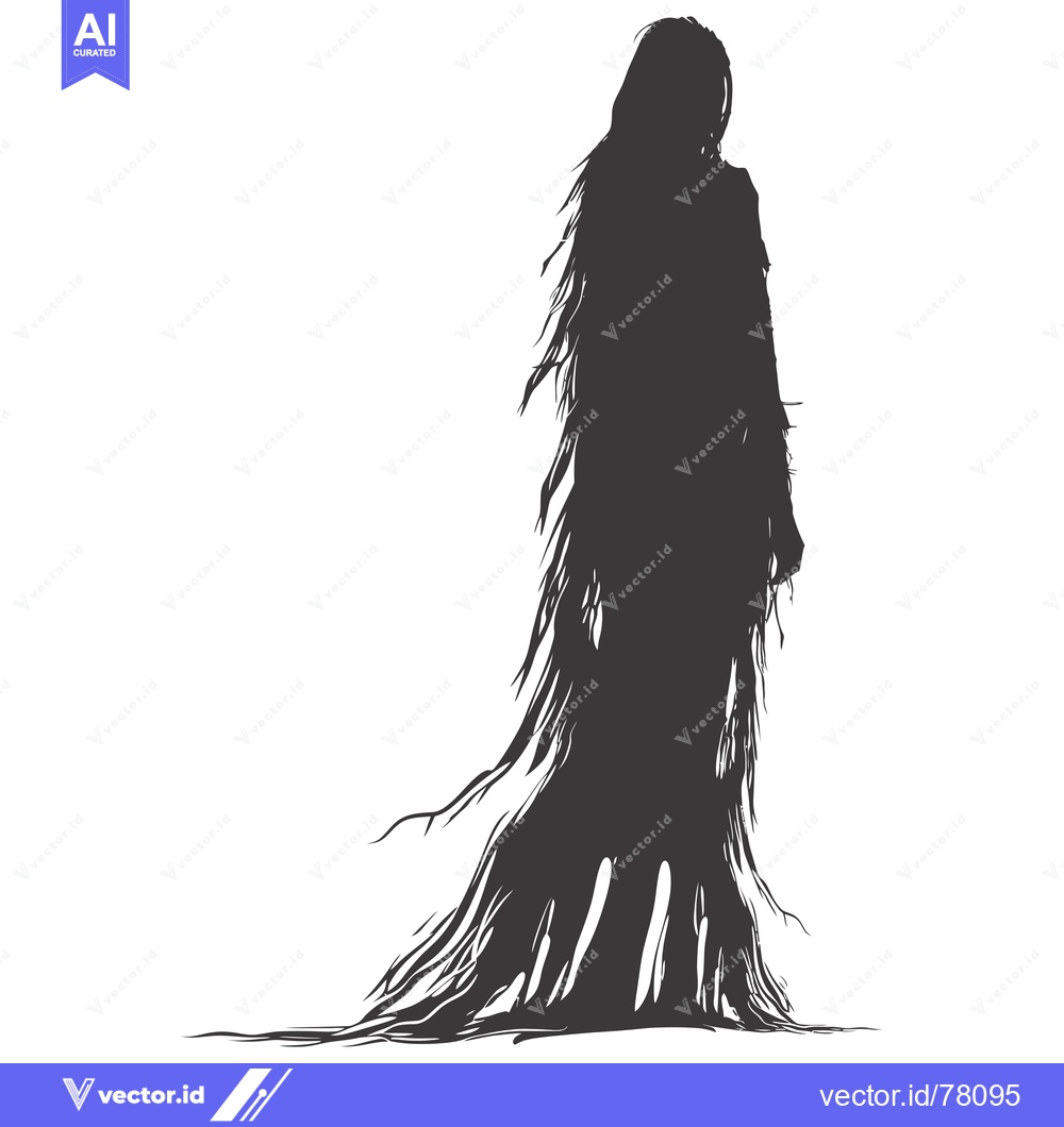 Premium Vector of Silhouette of a Woman with Flowing Hair and Robe