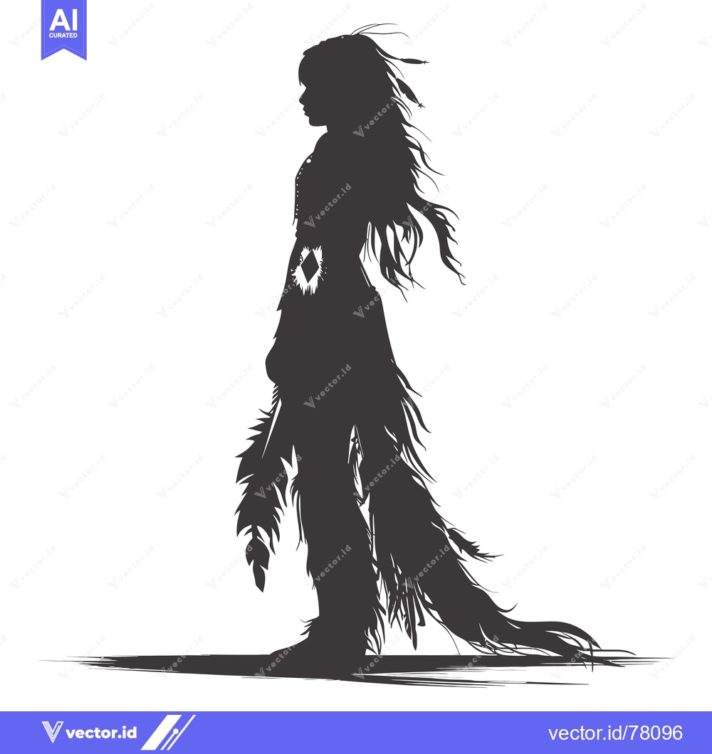 Premium Vector of Silhouette of a Native American Woman with Feathers