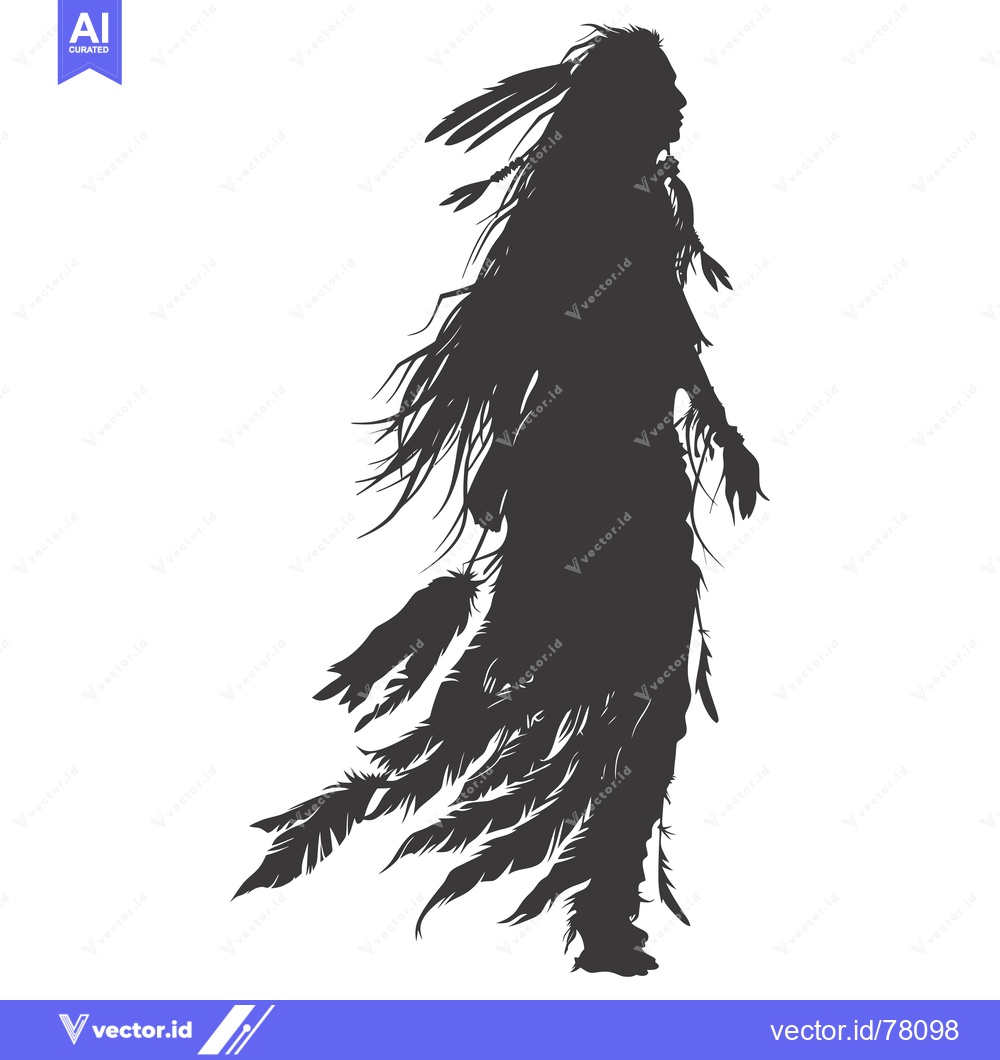 Premium Vector dari Silhouette of a Native American Man Adorned with Feathers