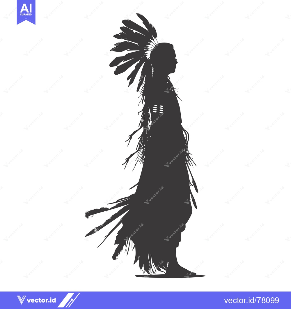 Premium Vector of Silhouette of a Native American Man in Traditional Headdress