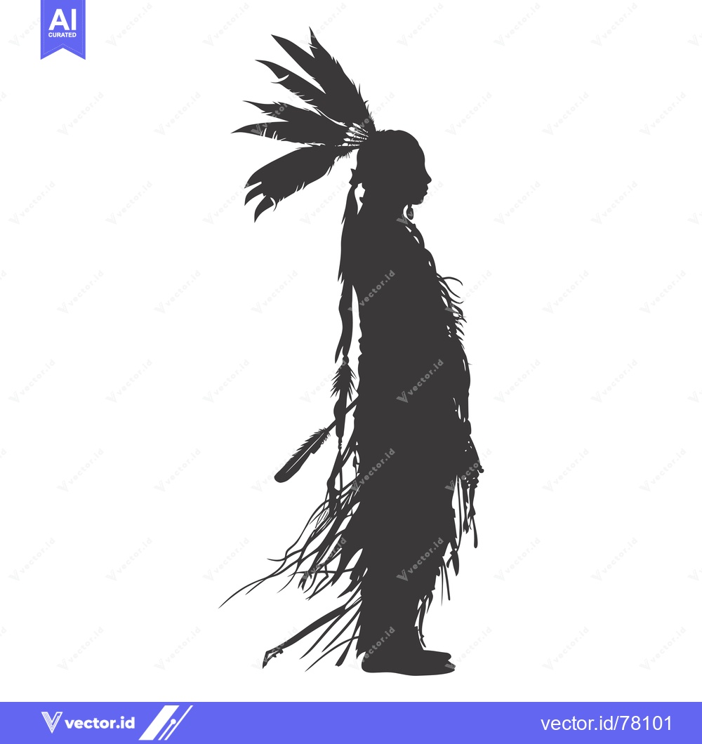 Premium Vector dari Silhouette of a Native American Man in Traditional Headdress